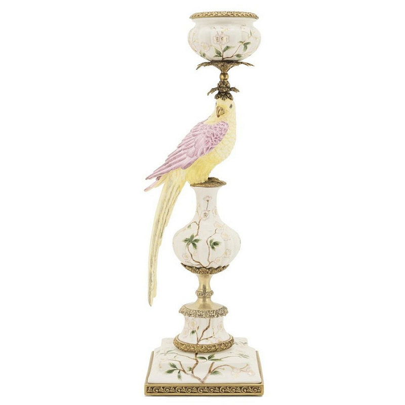 Подсвечник Candleholder Parrot Atlantide Yellow Pink Желтый Розовый Белый Бронза в Нижнем Новгороде | Loft Concept 