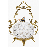 Конфетница с бронзовой ручкой и фарфоровой птичкой на крышке Eden Garden варинант исполнения - 1 | Loft Concept в Нижнем Новгороде