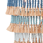 Люстра трехъярусная с декором из круглых деревянных бусин с кисточками Blue Wooden Beads Chandelier варинант исполнения - 2 | Loft Concept в Нижнем Новгороде