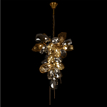 Люстра подвесная вытянутой формы с плафонами из стекла и металла с двумя вертикальными подвесками Gilded Mirage  варинант исполнения - 3 | Loft Concept в Нижнем Новгороде