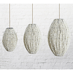 Подвесной светильник вертикальной овальной формы украшенный белыми круглыми бусинами Gradient Oval Pendant Lamp White варинант исполнения - 1 | Loft Concept в Нижнем Новгороде