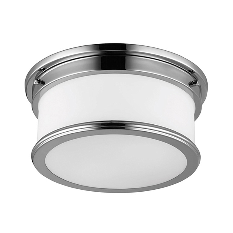 Потолочный светильник для ванных комнат цвета хром с вытянутым плафоном из молочного стекла Feiss Хром Белый в Нижнем Новгороде | Loft Concept 