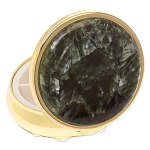 Таблетница карманная круглая с 3-мя отделениями и накладкой из натурального камня Серафинит Gold Stone Pillboxes варинант исполнения - 2 | Loft Concept в Нижнем Новгороде