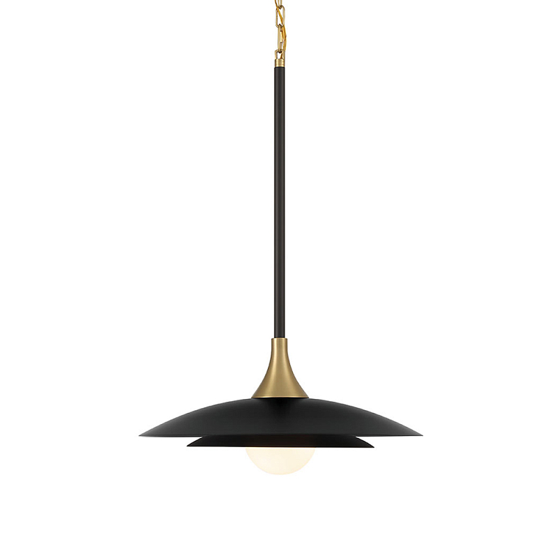 Подвесной светильник с плафоном в форме плоского купола и белой шарообразной лампой Eurofase Черный Белый Золотой в Нижнем Новгороде | Loft Concept 