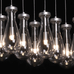 Люстра с 9-ю прозрачными плафонами из стекла в форме капли на прямоугольном потолочном основании цвета хром Lucid Rain  варинант исполнения - 5 | Loft Concept в Нижнем Новгороде