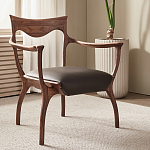 Стул деревянный с мягким сиденьем из коричневой натуральной кожи Moon Walnut Furniture варинант исполнения - 1 | Loft Concept в Нижнем Новгороде