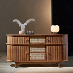 Дизайнерский комод овальный с фактурным фасадом и вставками из плетеных элементов Ambar варинант исполнения - 1 | Loft Concept в Нижнем Новгороде