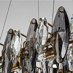 Люстра подвесная с овальными подвесками из стекла дымчатого цвета Harlow Crystal Round варинант исполнения - 3 | Loft Concept в Нижнем Новгороде