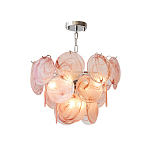 Люстра с каскадом из круглых розовых стеклянных дисков Pink Light Waterfall варинант исполнения - 2 | Loft Concept в Нижнем Новгороде