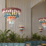 Люстра круглая с декором из разноцветных элементов в виде листьев Changing Seasons варинант исполнения - 12 | Loft Concept в Нижнем Новгороде