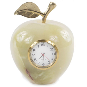 Часы настольные в виде яблока из натурального камня Оникс Stone Clock