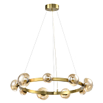 Люстра подвесная светодиодная с 9-ю круглыми плафонами коньячного цвета Iona Chandelier Brass  варинант исполнения - 1 | Loft Concept в Нижнем Новгороде