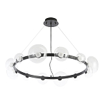 Люстра подвесная круглая с 12-ю прозрачными куполообразными плафонами и черным металлическим основанием Flos Wireline Lighting варинант исполнения - 2 | Loft Concept в Нижнем Новгороде