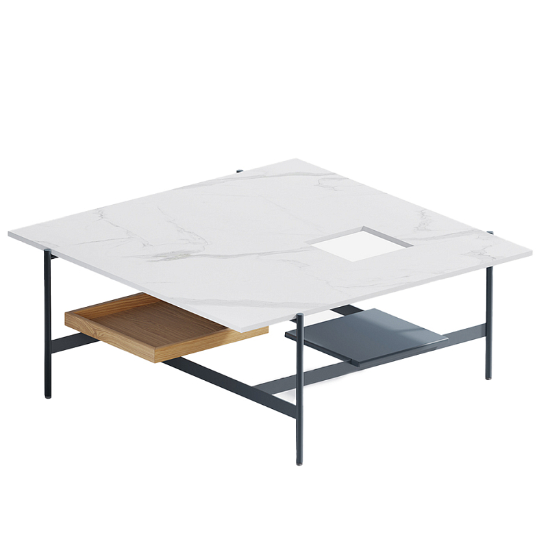 Karat журнальный столик с съемным подносом Графит Белый Мрамор Bianco в Нижнем Новгороде | Loft Concept 