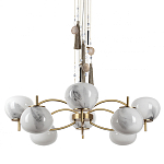 Люстра подвесная с 8-ю шарообразными плафонами из белого стекла с подвесками из камня и кисточками Agatelle варинант исполнения - 1 | Loft Concept в Нижнем Новгороде