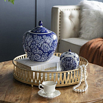 Ваза округлой формы с синей росписью и цветочным узором Blue & White Ornament варинант исполнения - 7 | Loft Concept в Нижнем Новгороде