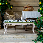 Банкетка из натурального бука золотистая с изображением птиц и цветов Blooming Birds варинант исполнения - 4 | Loft Concept в Нижнем Новгороде