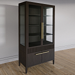 Витрина Primo со стеклянными фасадами и буфетом шпон Темный орех варинант исполнения - 3 | Loft Concept в Нижнем Новгороде