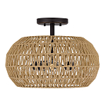 Потолочный светильник с плафоном из плетеного джута и черным каркасом Quoizel варинант исполнения - 2 | Loft Concept в Нижнем Новгороде