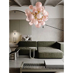 Люстра розовые шары на золотом каркасе Pink Light Bubbles варинант исполнения - 6 | Loft Concept в Нижнем Новгороде