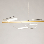 Люстра линейная золотистого цвета с двумя прозрачными волнистыми элементами Wave Line варинант исполнения - 4 | Loft Concept в Нижнем Новгороде