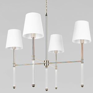 Люстра подвесная с 4-мя белыми тканевыми плафонами в форме конуса и металлическим основанием Nicoleta Chandelier