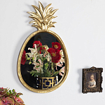 Зеркало овальной формы с золотистой рамкой и декоративной верхушкой в виде ананаса Pineapple Shine  варинант исполнения - 2 | Loft Concept в Нижнем Новгороде