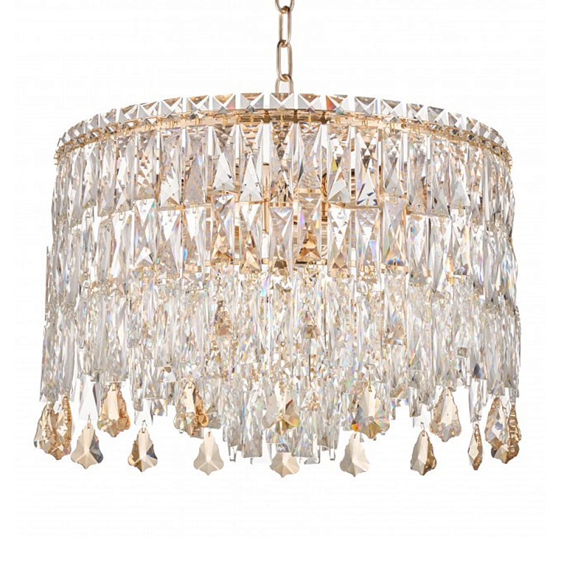 Люстра круглая с хрустальными подвесками на золотистом каркасе Roul Crystal Light Золотой Прозрачный в Нижнем Новгороде | Loft Concept 