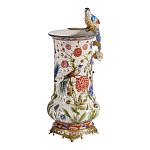 Ваза фарфоровая с птицей на бронзовой ветке и цветочной росписью Garden of Eden варинант исполнения - 2 | Loft Concept в Нижнем Новгороде