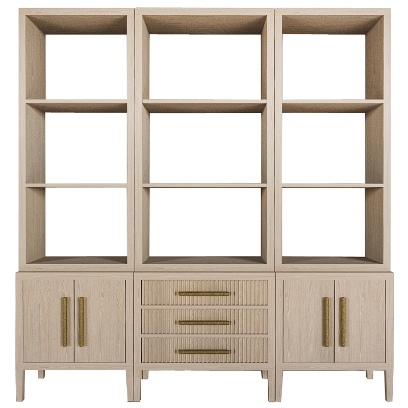 Модульный стеллаж Primo из трех составных элементов Светлый дуб Древесина Золотой в Нижнем Новгороде | Loft Concept 