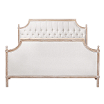 Кровать двуспальная светло-бежевая с основанием из массива дуба с мягким изголовьем Flax Beds варинант исполнения - 1 | Loft Concept в Нижнем Новгороде