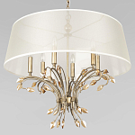 Люстра подвесная круглая с тканевым полупрозрачным абажуром и подвесками 6 ламп Gilded Elegance варинант исполнения - 4 | Loft Concept в Нижнем Новгороде