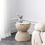 Дизайнерский журнальный стол фактурный с круглой белой столешницей Luler варинант исполнения - 1 | Loft Concept в Нижнем Новгороде