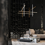 Люстра с 6-ю  пересекающимися цилиндрическими плафонами на тонких тросах Trumpet tube варинант исполнения - 8 | Loft Concept в Нижнем Новгороде