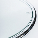 Приставной столик на серебристом основании с столешницей из стекла Noir варинант исполнения - 2 | Loft Concept в Нижнем Новгороде