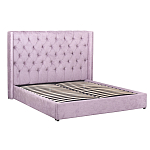 Кровать двуспальная фиолетовая с основанием из массива дерева с мягким изголовьем Velour Beds варинант исполнения - 1 | Loft Concept в Нижнем Новгороде