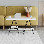 Стол журнальный с белой прямоугольной столешницей и полкой ESSEL WHITE варинант исполнения - 1 | Loft Concept в Нижнем Новгороде