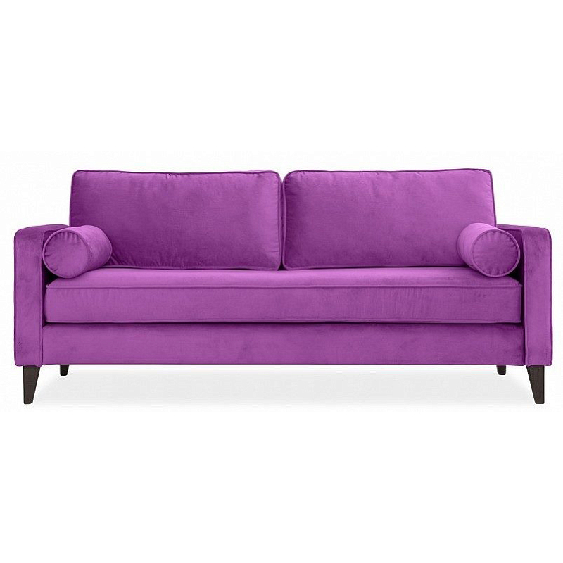 Диван бархатный с двумя подушками-валиками Simple Berry Sofa Лиловый Коричневый в Нижнем Новгороде | Loft Concept 