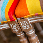 Стул бежевый в разноцветную полоску из натурального бука с изображением птиц и цветов Blooming Birds Colorful Stripes Chair варинант исполнения - 7 | Loft Concept в Нижнем Новгороде