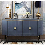 Дизайнерский комод синий глянцевый с золотыми ручками на 4-х дверцах Martin варинант исполнения - 2 | Loft Concept в Нижнем Новгороде