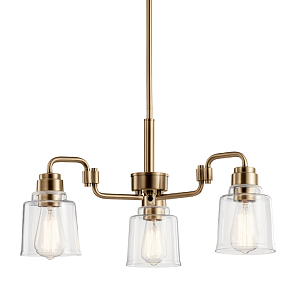Люстра цвета латунь с 3-мя прозрачными стеклянными плафонами Kichler