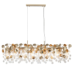 Люстра линейная с подвесками в форме монеток и золотистыми круглыми элементами из металла в виде лепестков FAIRYTREE Light варинант исполнения - 3 | Loft Concept в Нижнем Новгороде