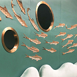 Обои с вышивкой ручной работы Deco Fish Original colourway варинант исполнения - 3 | Loft Concept в Нижнем Новгороде