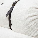 Двухместный диван без подлокотников белый с обивкой букле и ремешками из кожи Blaise Boucle Sofa варинант исполнения - 5 | Loft Concept в Нижнем Новгороде