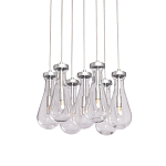 Люстра с 7-ю прозрачными плафонами из стекла в форме капли на круглом потолочном основании цвета хром Lucid Rain  варинант исполнения - 1 | Loft Concept в Нижнем Новгороде