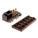 Часы настольные в виде паровоза из натурального камня Обсидиан Train Stone Clock варинант исполнения - 6 | Loft Concept в Нижнем Новгороде