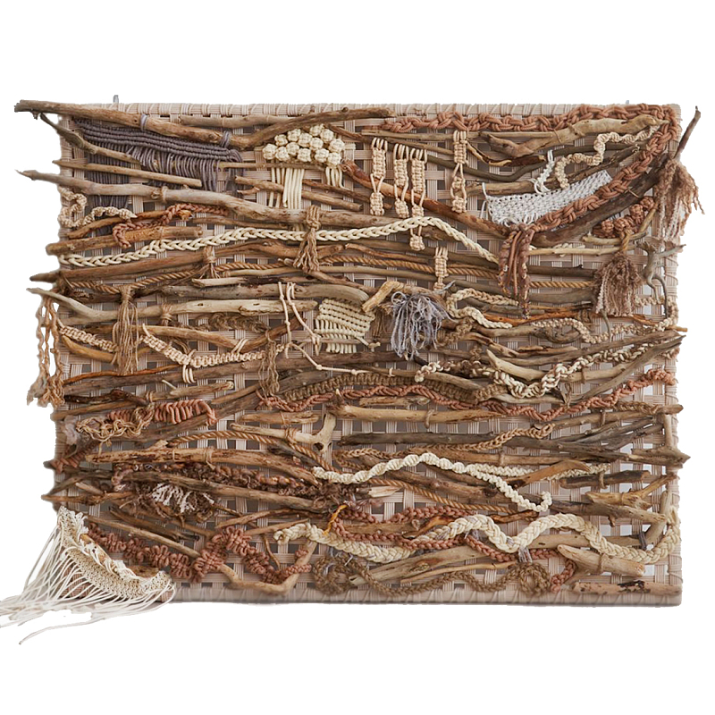 Большая Абстрактное Панно из веток и нитей Dryad Wall Art Коричневый Бежевый в Нижнем Новгороде | Loft Concept 
