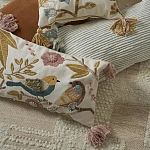 Чехол на подушку с кисточками и вышивкой птиц Ethnic mix Birds Rect варинант исполнения - 6 | Loft Concept в Нижнем Новгороде