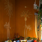 Обои с вышивкой ручной работы Deco Palms Original colourway on velvet 2 варинант исполнения - 1 | Loft Concept в Нижнем Новгороде