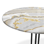 Стол журнальный с круглой столешницей из стекла Gray and Gold Marble варинант исполнения - 3 | Loft Concept в Нижнем Новгороде